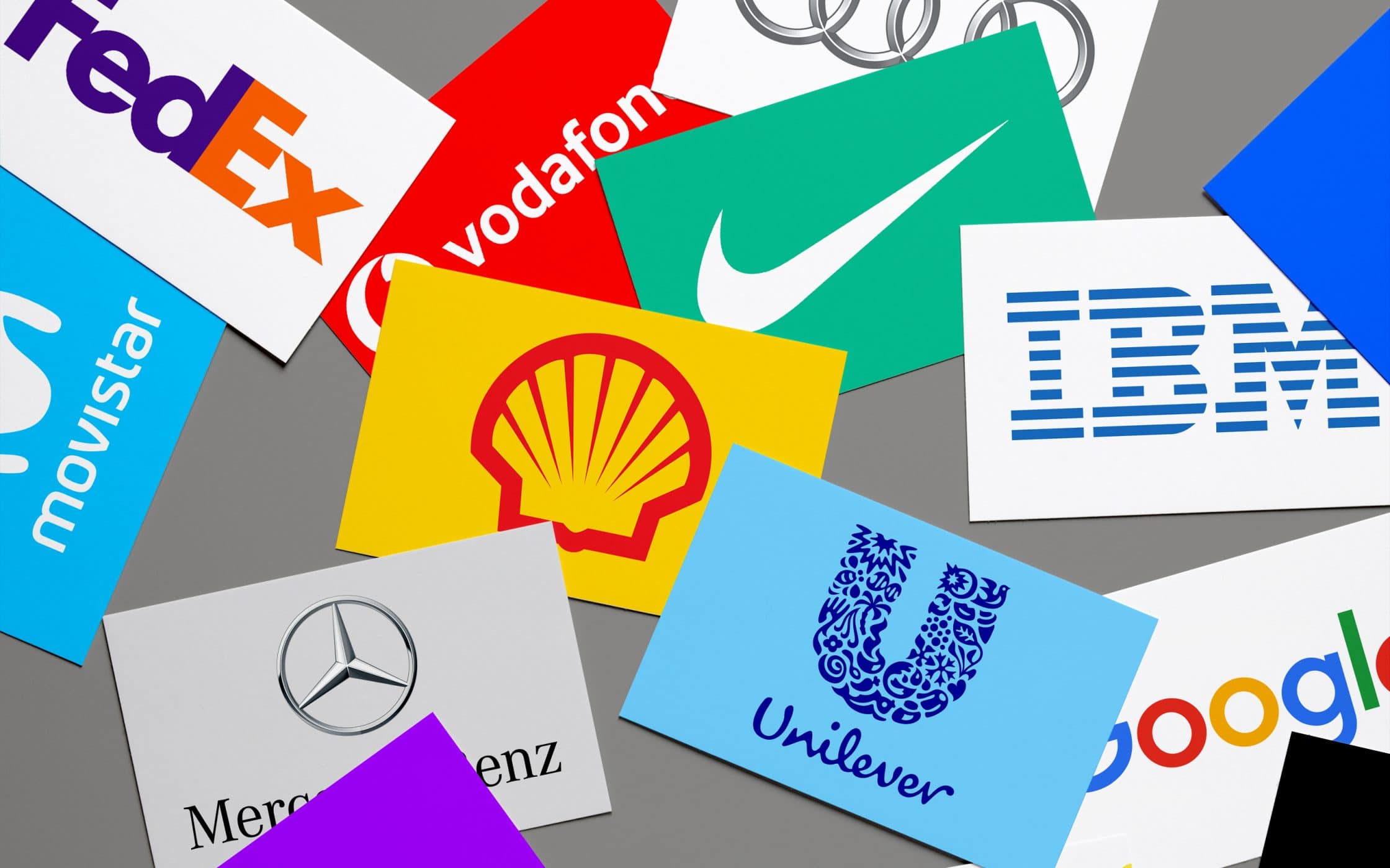 Logos, Color scheme, Unilever, IBM, Google, Nike, Mercedes, Shell
